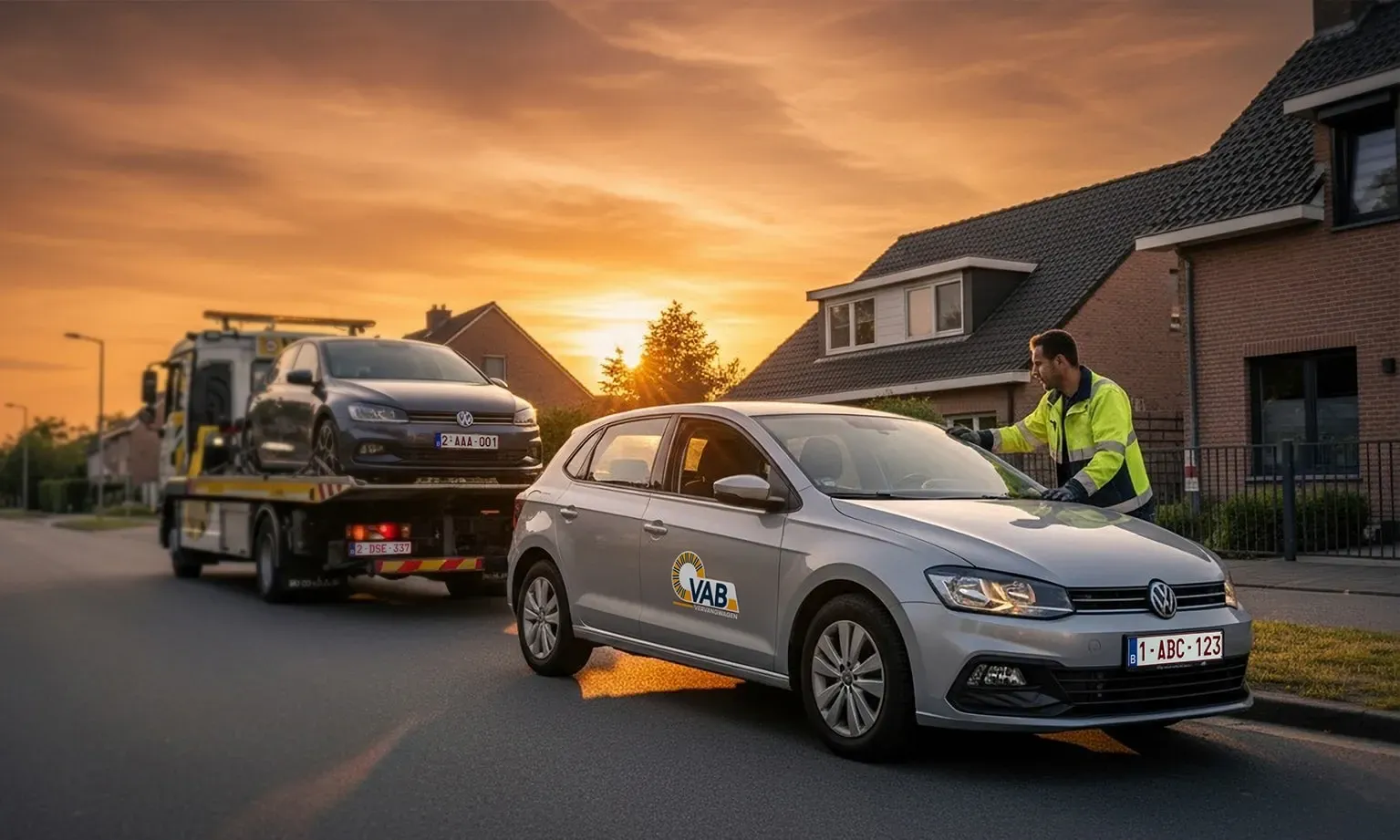 VAB wegenwacht met takeldienst en vervangwagen 